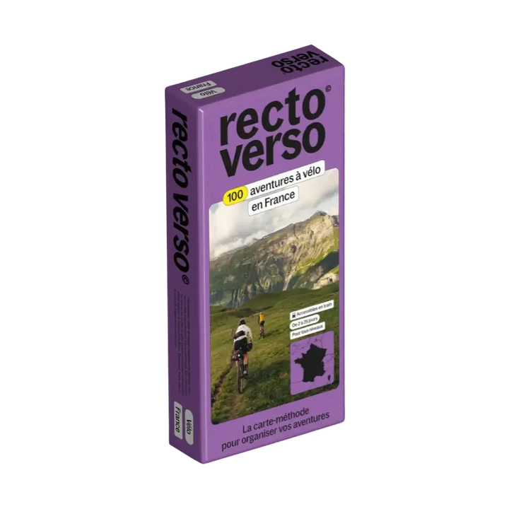 Coffret de 100 itinéraire vélo en France | Recto Verso carte de randonnée Recto Verso 