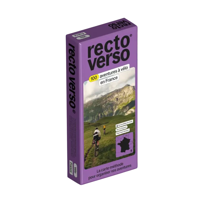 Coffret de 100 itinéraire vélo en France | Recto Verso carte de randonnée Recto Verso 