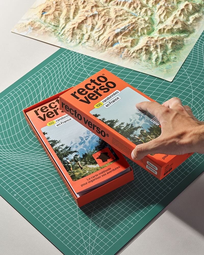 Coffret de 100 Randonnées en France | Recto Verso carte de randonnée Recto Verso