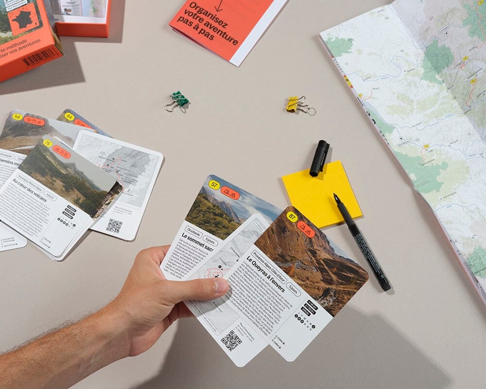 Coffret de 100 Randonnées en France | Recto Verso carte de randonnée Recto Verso