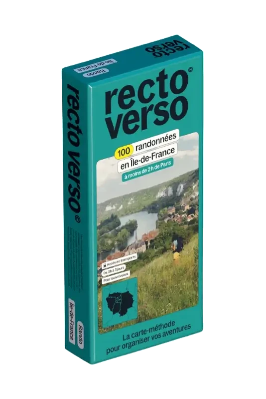 Coffret de 100 Randonnées en Ile-de-France | Recto Verso carte de randonnée Recto Verso 