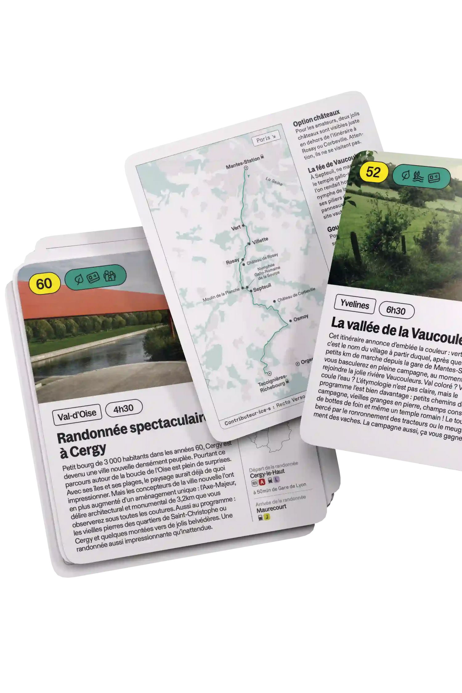 Coffret de 100 Randonnées en Ile-de-France | Recto Verso carte de randonnée Recto Verso 
