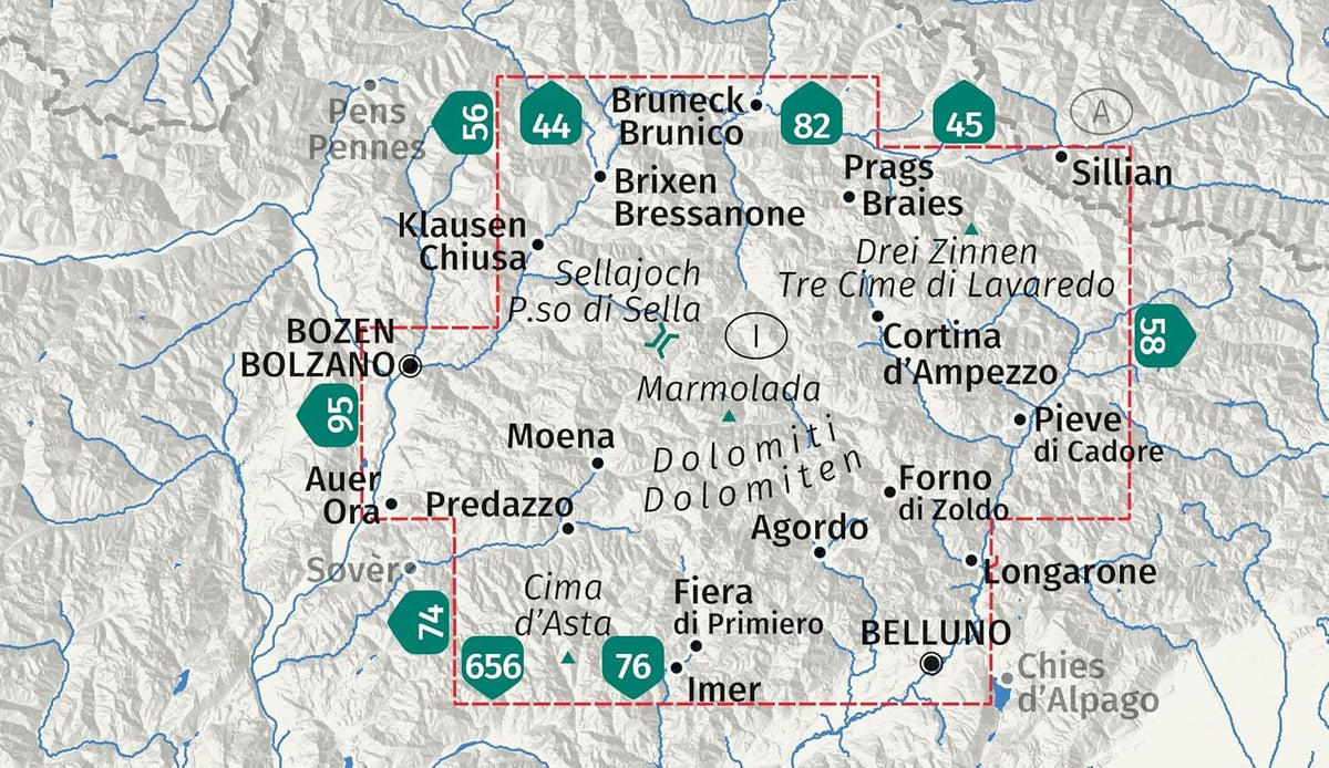 Coffret de cartes de randonnée - Dolomites - 1:35 000 | Kompass 672 carte de randonnée Kompass 