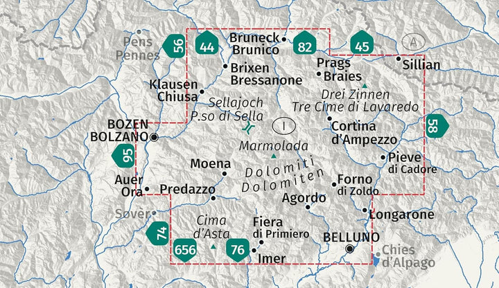 Coffret de cartes de randonnée - Dolomites - 1:35 000 | Kompass 672 carte de randonnée Kompass 