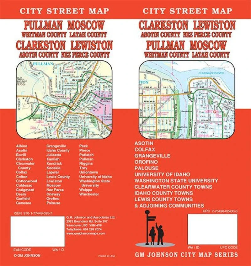 Comtés d'Asotin et Whitman et comtés de Nez Perce et Latah (Idaho, Washington) | GM Johnson plan de ville GM Johnson 