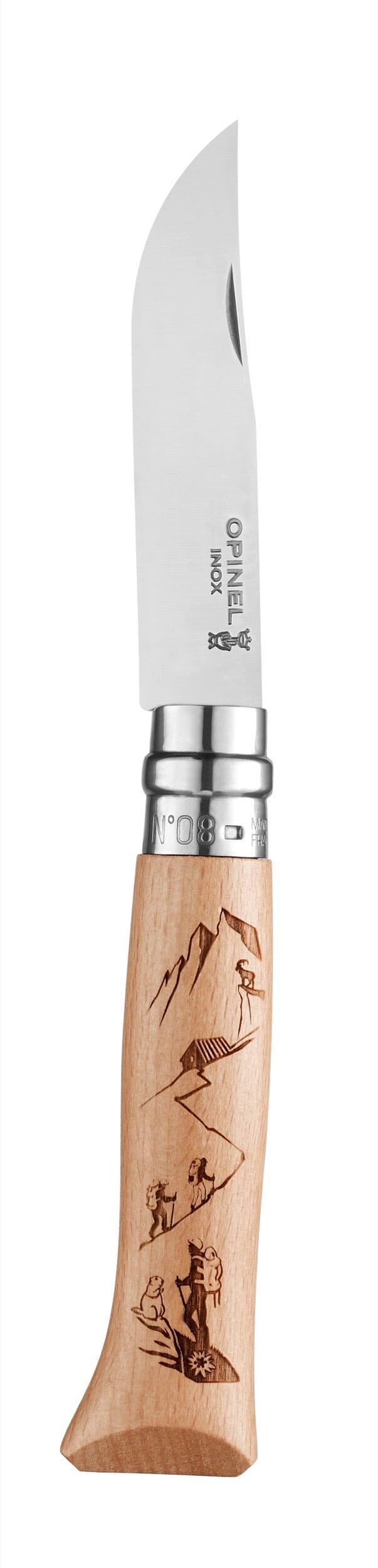 Couteau Opinel N°08 Gravé Sport Hêtre Couteau de poche Opinel Randonnée 