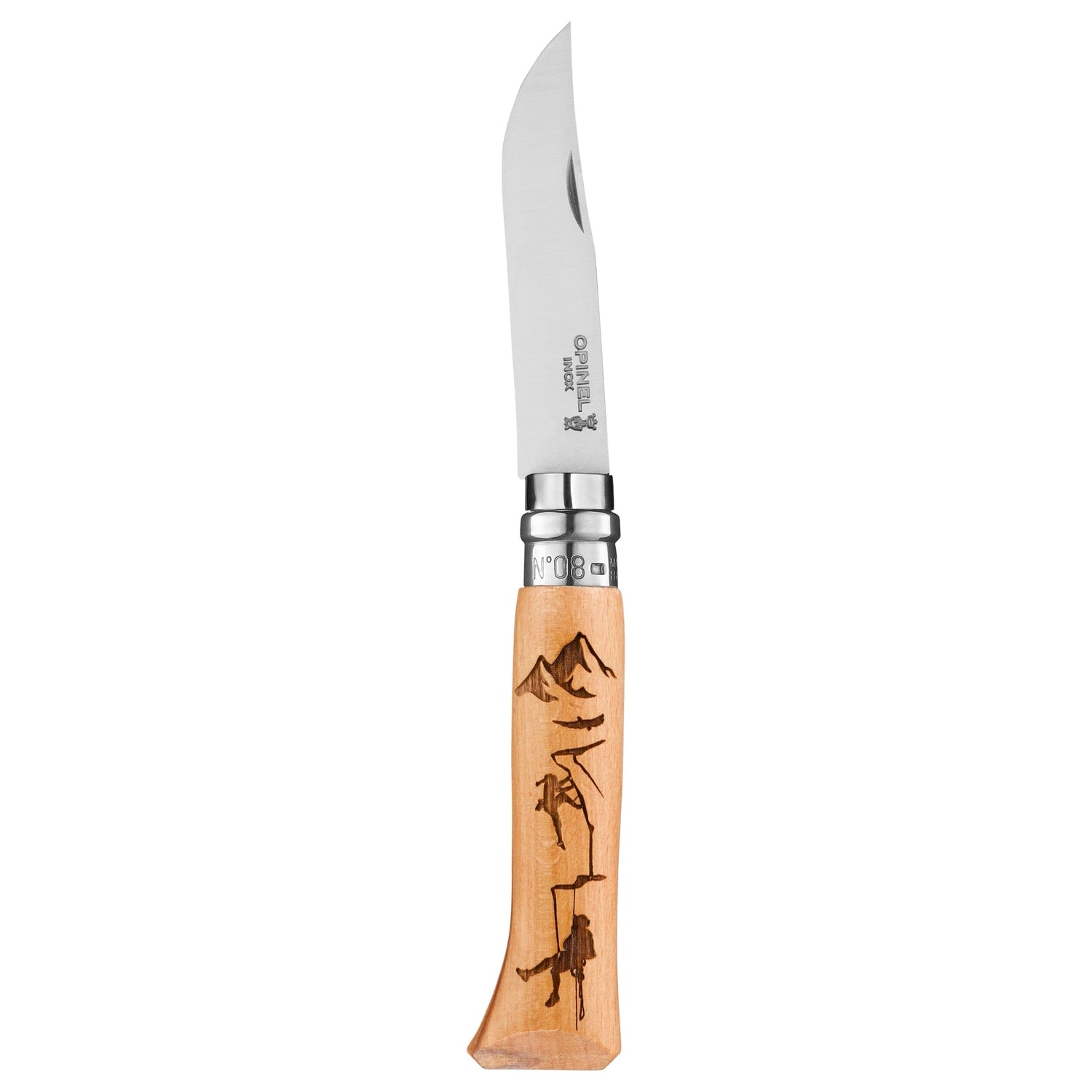 Couteau Opinel N°08 Gravé Sport Hêtre Couteau de poche Opinel Escalade 