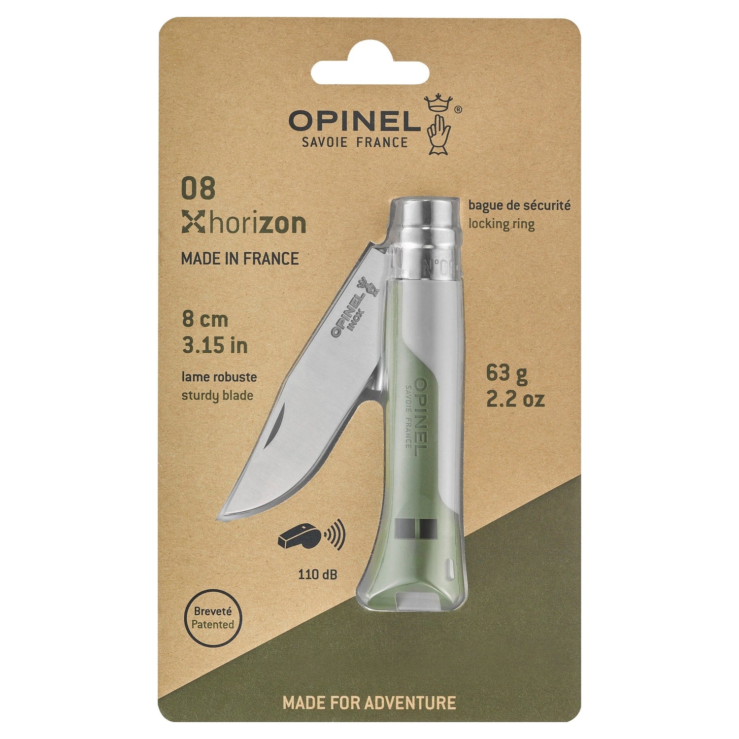 Couteau Opinel N°08 Horizon Couteau de poche Opinel Gris Galet 