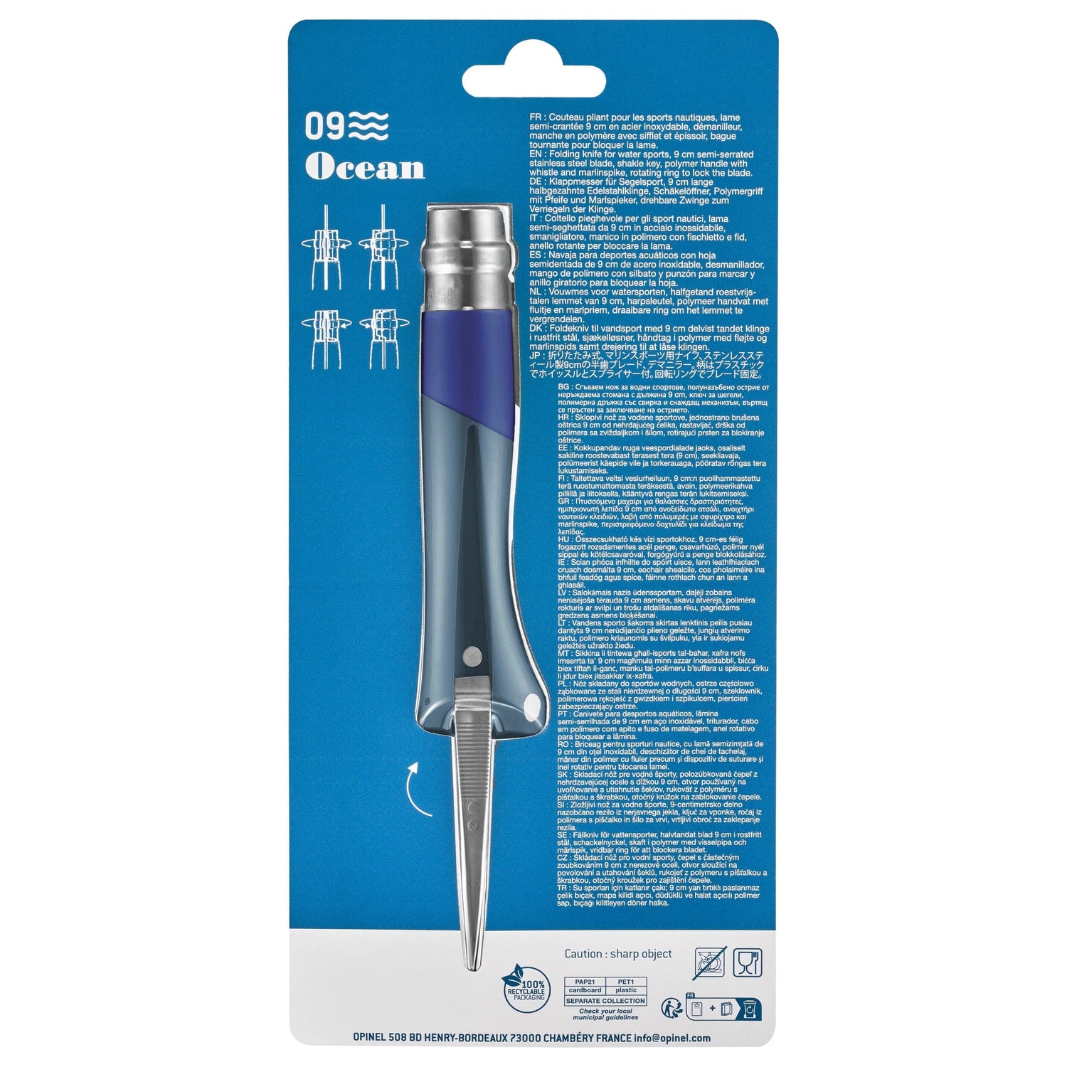 Couteau Opinel N°09 Océan Bleu Reflex Couteau de poche Opinel 