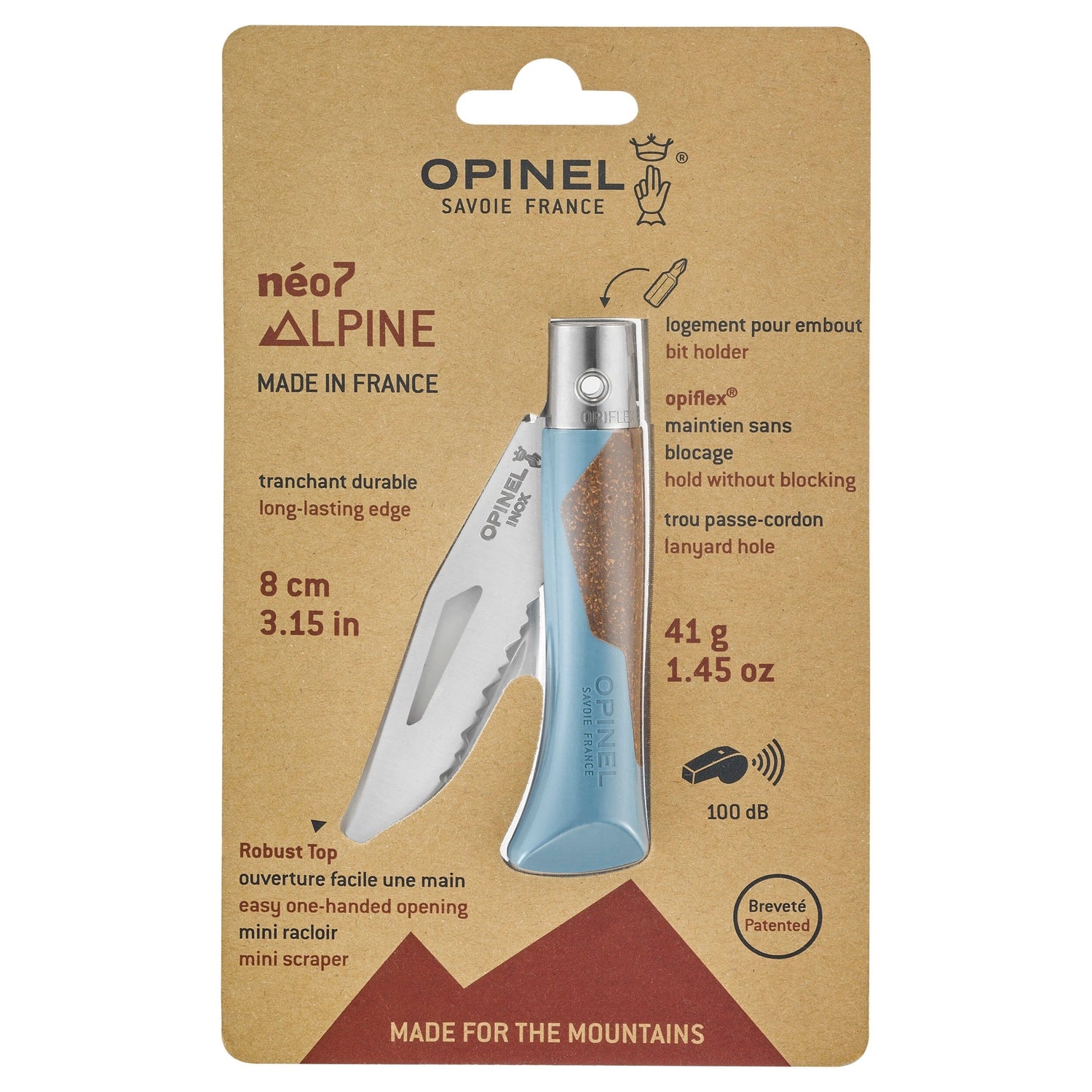 Couteau Opinel néo7 Alpine Couteau de poche Opinel Bleu Glacier 