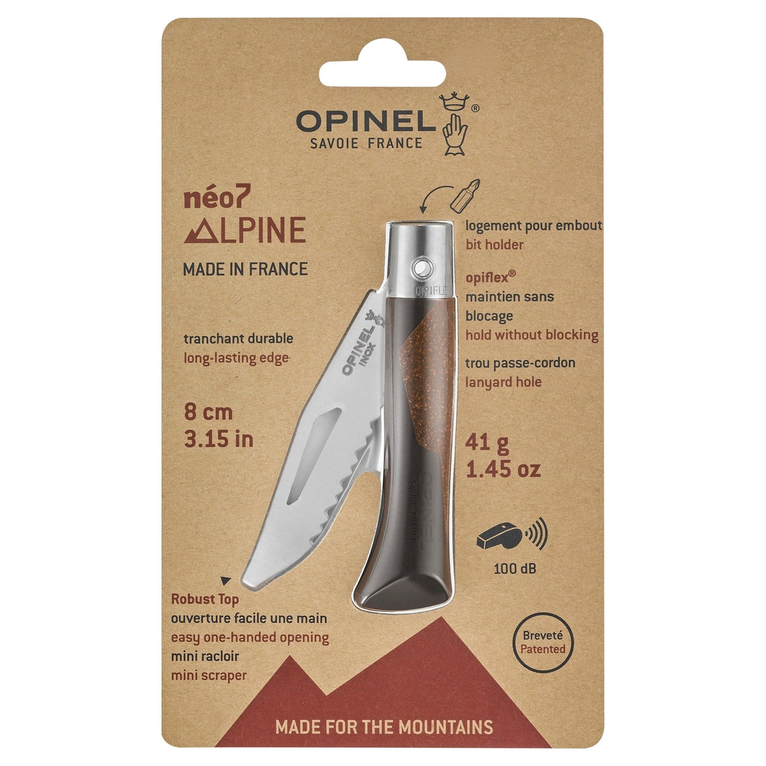 Couteau Opinel néo7 Alpine Couteau de poche Opinel Brun Noir 