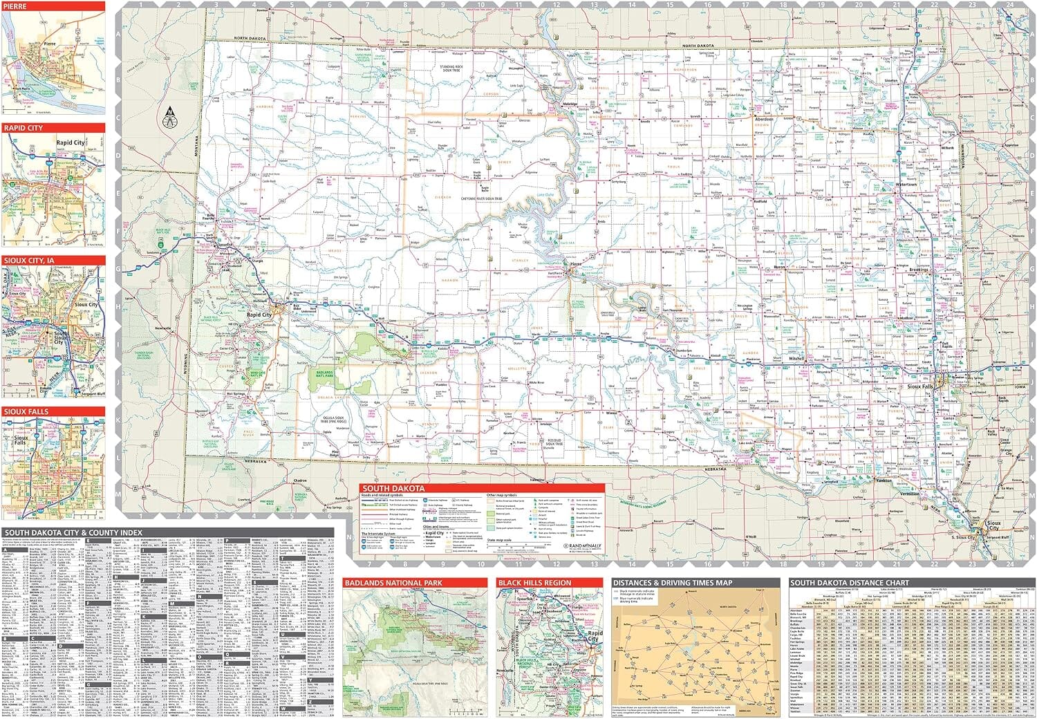 Dakota du Nord et Dakota du Sud, carte facile à lire | Rand McNally carte routière Rand McNally 
