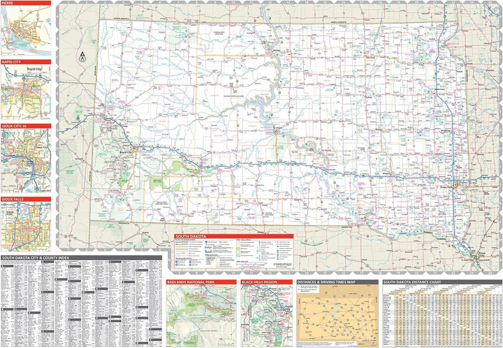 Dakota du Nord et Dakota du Sud, carte facile à lire | Rand McNally carte routière Rand McNally 