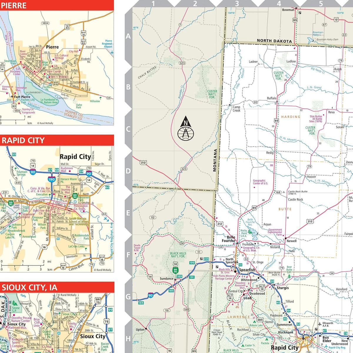 Dakota du Nord et Dakota du Sud, carte facile à lire | Rand McNally carte routière Rand McNally 