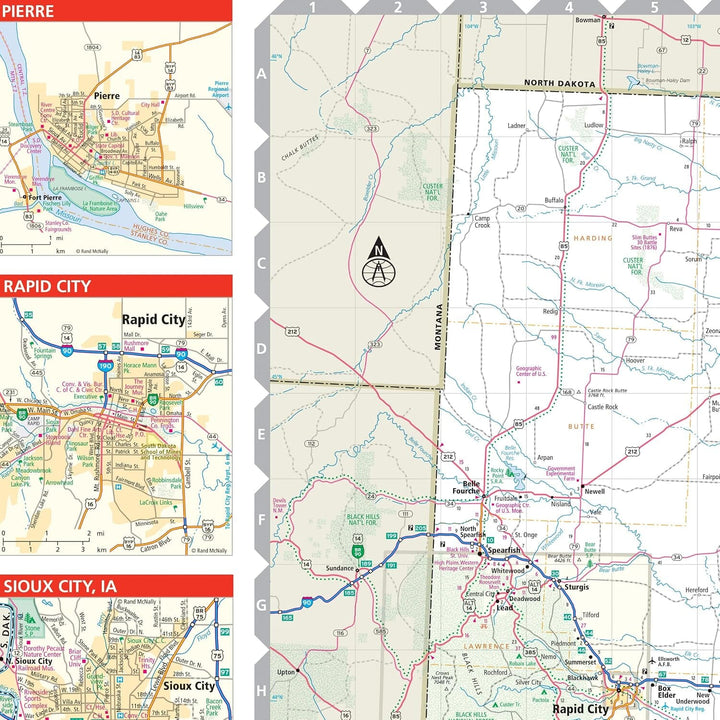 Dakota du Nord et Dakota du Sud, carte facile à lire | Rand McNally carte routière Rand McNally 