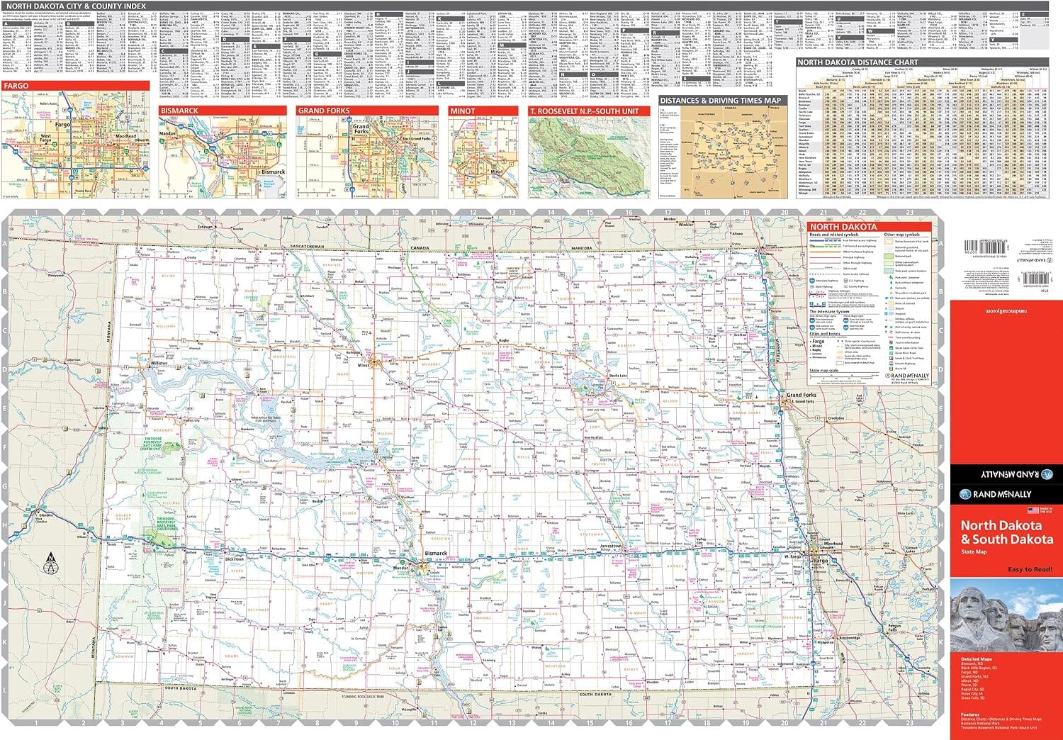 Dakota du Nord et Dakota du Sud, carte facile à lire | Rand McNally carte routière Rand McNally 
