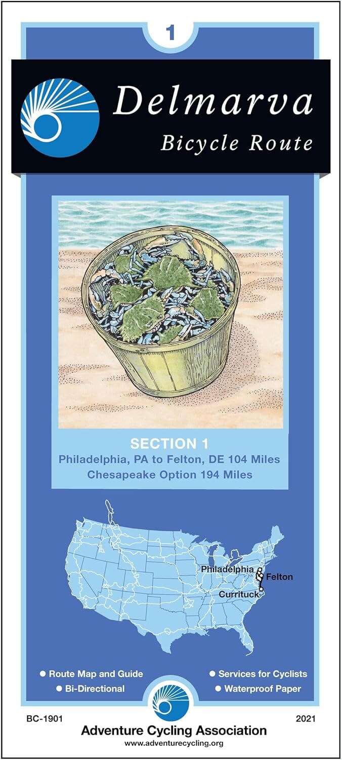 Delmarva - Bicycle Route Section #1 | Adventure Cycling Association carte cycliste Adventure Cycling Association