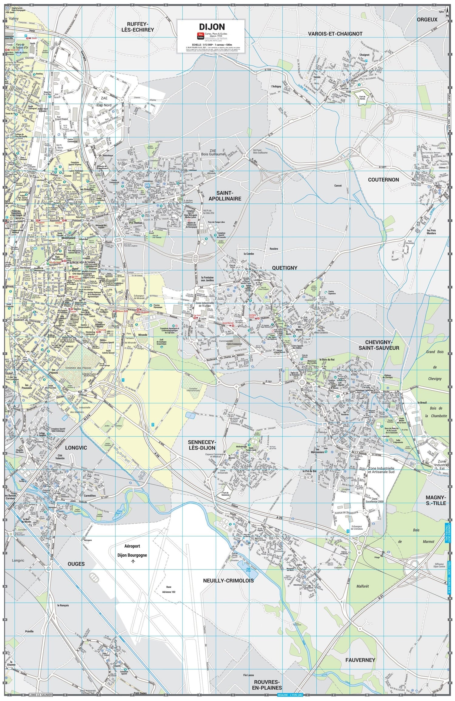 Dijon - Plan de ville grand format | Blay Foldex plan de ville Blay Foldex