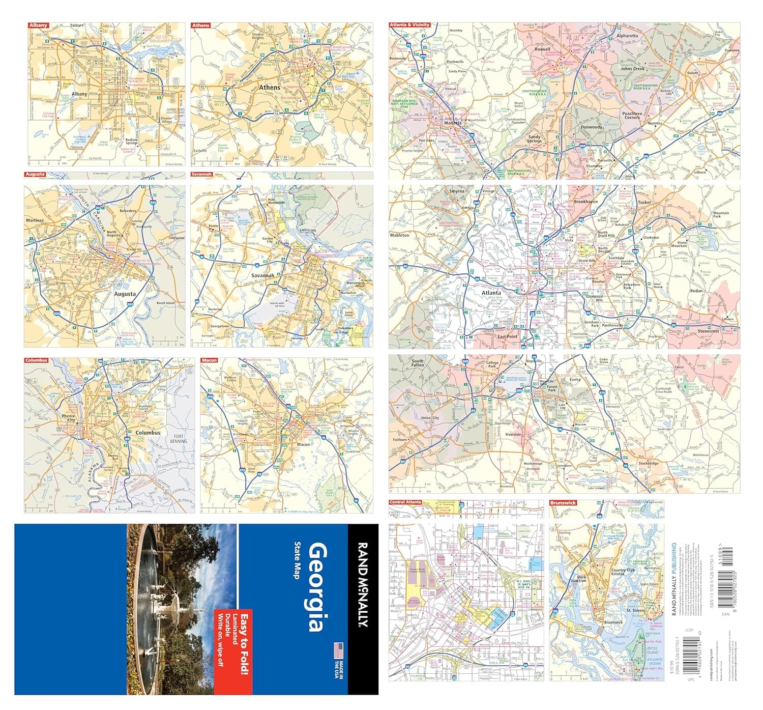 Géorgie, carte facile à plier | Rand McNally carte routière Rand McNally 