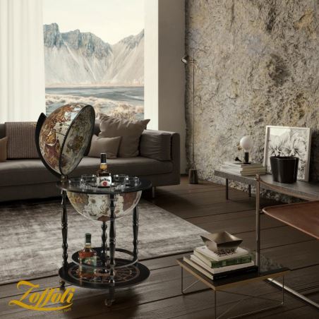 Globe-Bar "Vulcano" - noir - Diamètre 42 cm | Zoffoli carte murale hors dimensions Zoffoli 
