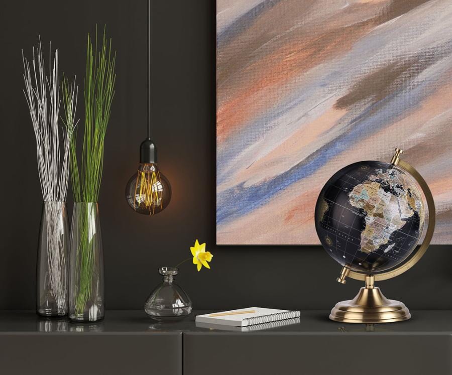 Globe rétro de diamètre 18 cm, couleur noir, avec pied en laiton (en anglais) globe Cartotheque Egg 