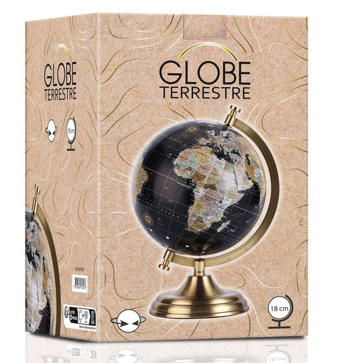 Globe rétro de diamètre 18 cm, couleur noir, avec pied en laiton (en anglais) globe Cartotheque Egg 