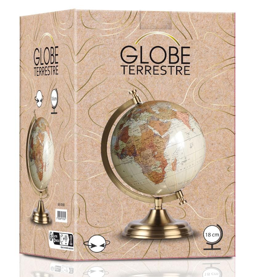 Globe rétro de diamètre 18 cm, style antique, avec pied en laiton (en anglais) globe Cartotheque Egg 