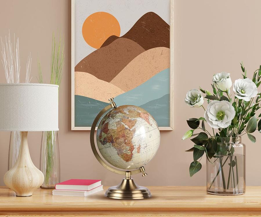 Globe rétro de diamètre 18 cm, style antique, avec pied en laiton (en anglais) globe Cartotheque Egg 