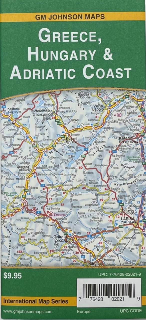 Grèce, Hongrie et côte adriatique | GM Johnson carte routière GM Johnson