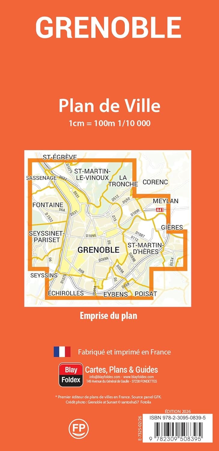 Grenoble, Isère - Plan de ville | Blay Foldex plan de ville Blay Foldex 