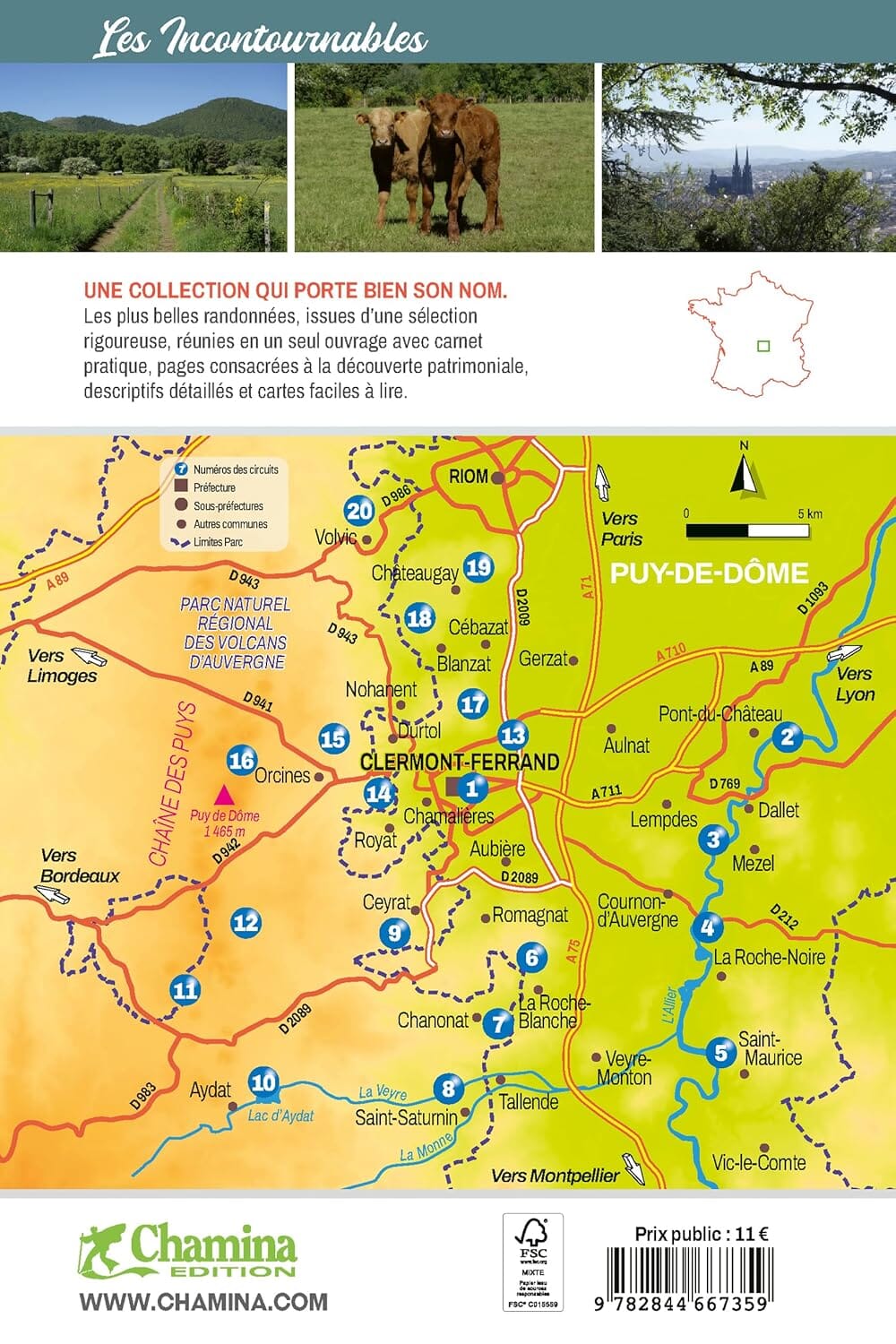 Guide de balades - Autour de Clermont-Ferrand, 20 randos | Chamina guide de randonnée Chamina 