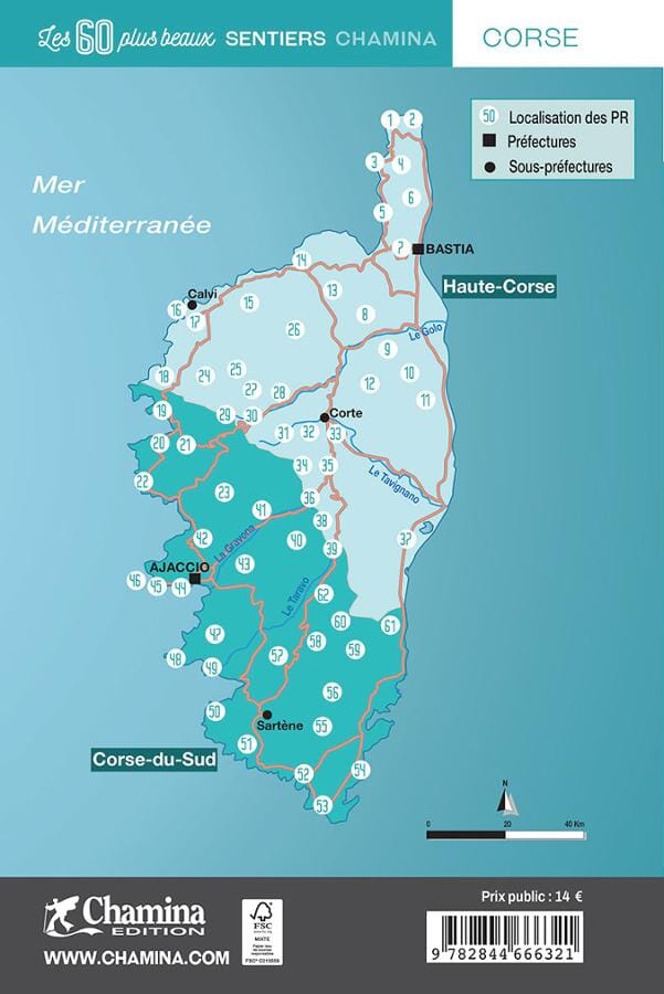 Guide de balades - Corse, 60 sentiers à pied | Chamina guide de randonnée Chamina 