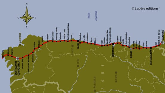 Guide de randonnée - Chemins de Compostelle : Camino del Norte, de Bayonne à Saint-Jacques-de-Compostelle | Lepère Éditions guide de randonnée Lepère Éditions 