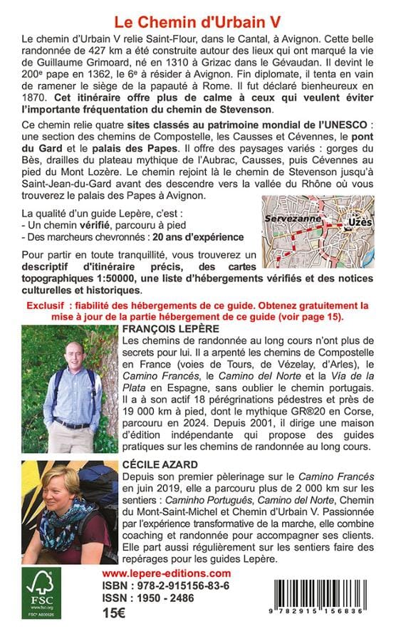 Guide de randonnée - Le chemin d'Urbain V | Lepère Éditions guide de randonnée Lepère Éditions 