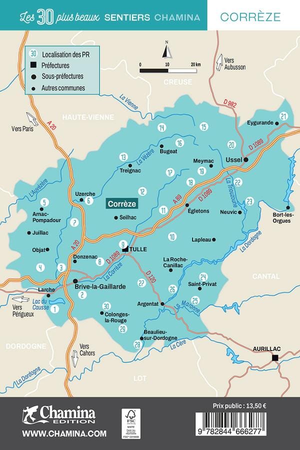 Guide de randonnées - Corrèze, les 30 plus beaux sentiers | Chamina guide petit format Chamina 