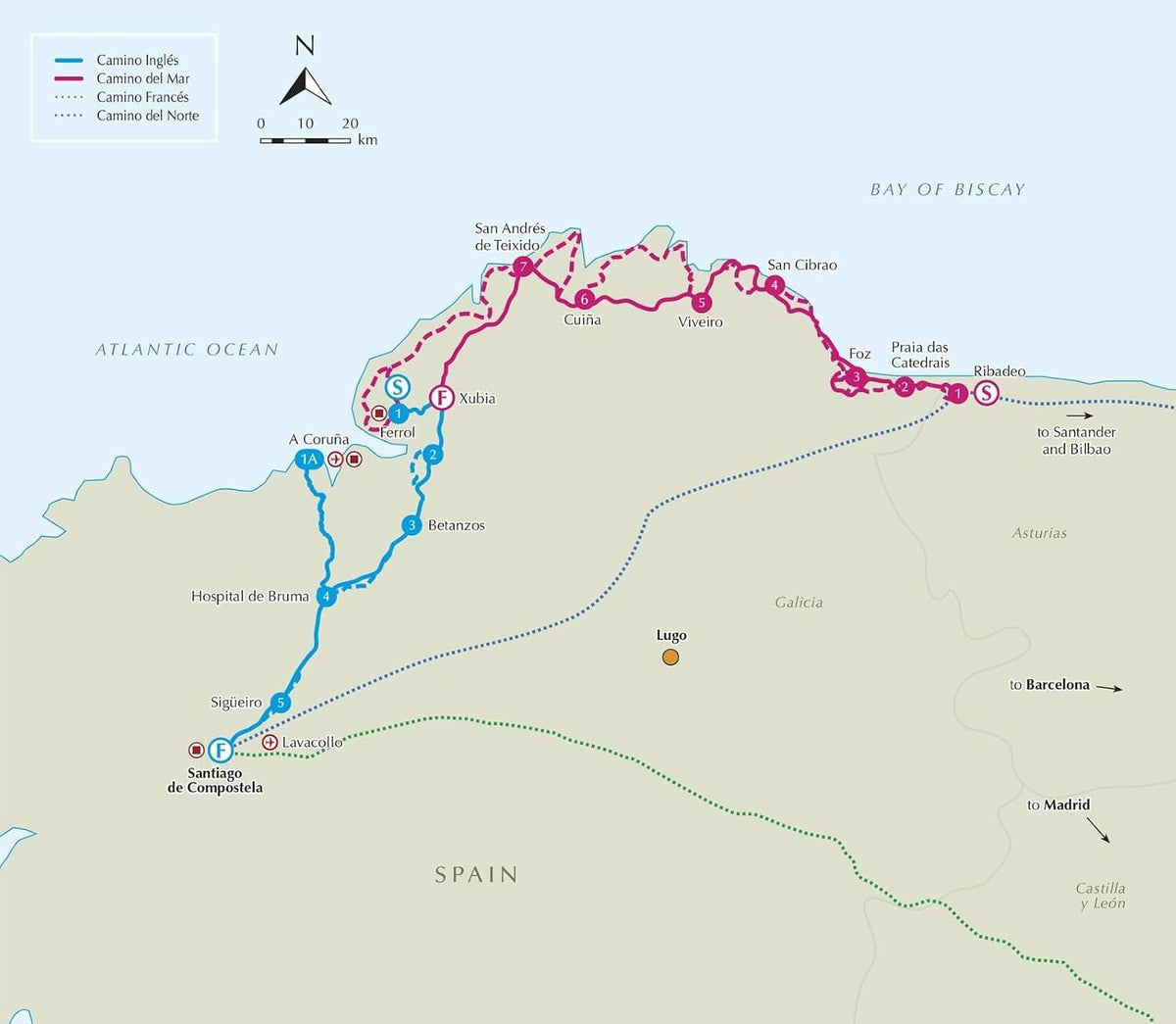 Guide de randonnées (en anglais) - Camino Inglés and Camino del Mar | Cicerone guide de randonnée Cicerone 