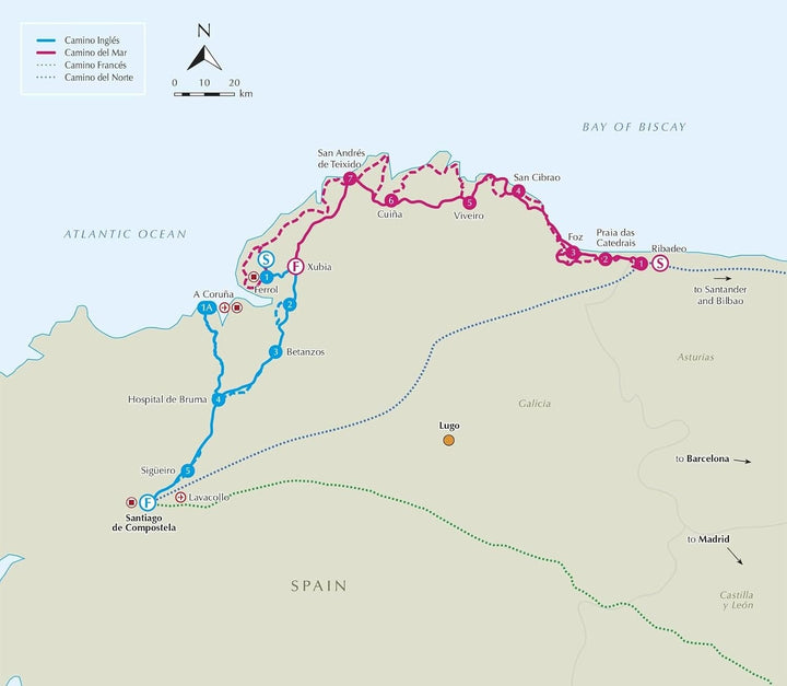 Guide de randonnées (en anglais) - Camino Inglés and Camino del Mar | Cicerone guide de randonnée Cicerone 