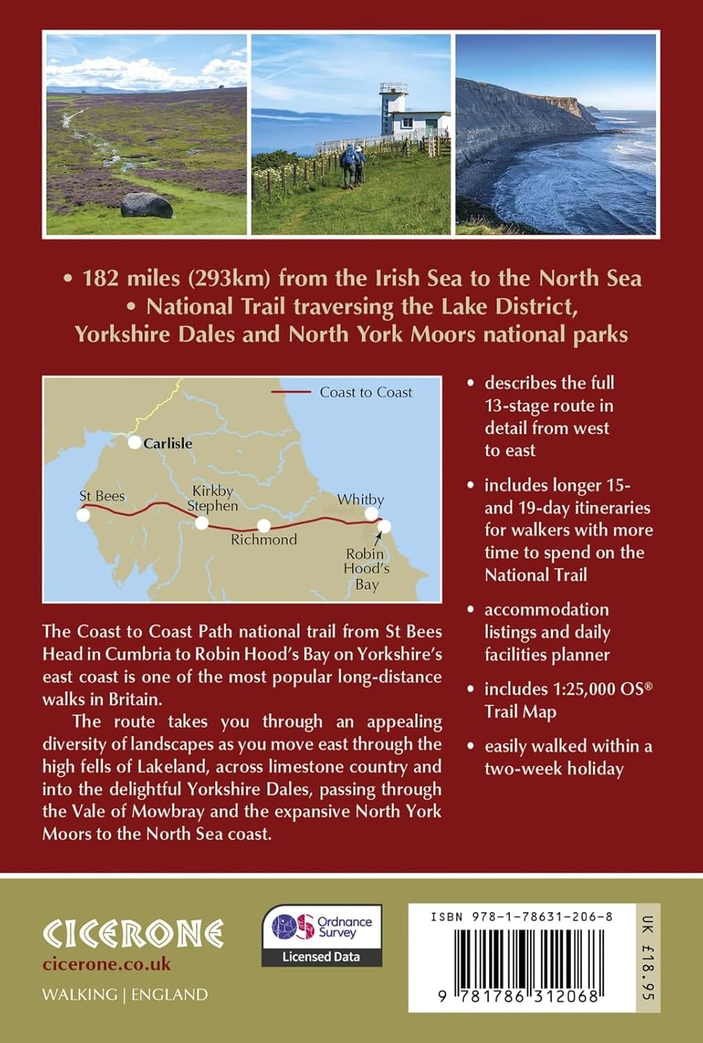 Guide de randonnées (en anglais) - Coast to Coast path from St-Bees to Robin Hood's Bay | Cicerone guide de randonnée Cicerone 