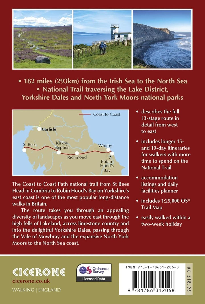 Guide de randonnées (en anglais) - Coast to Coast path from St-Bees to Robin Hood's Bay | Cicerone guide de randonnée Cicerone 