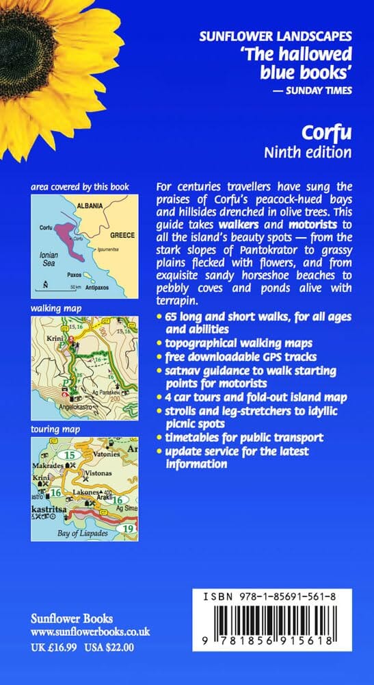 Guide de randonnées (en anglais) - Corfu | Sunflower guide de randonnée Sunflower 