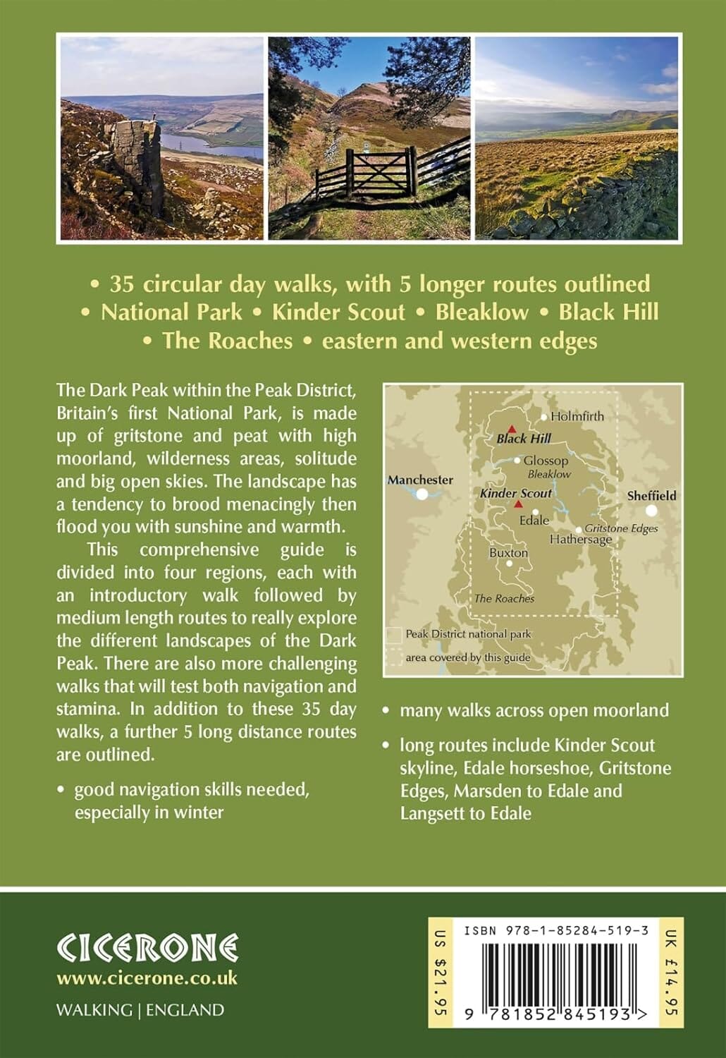 Guide de randonnées (en anglais) - Dark Peak : 40 walks exploring the Peak District | Cicerone guide de randonnée Cicerone