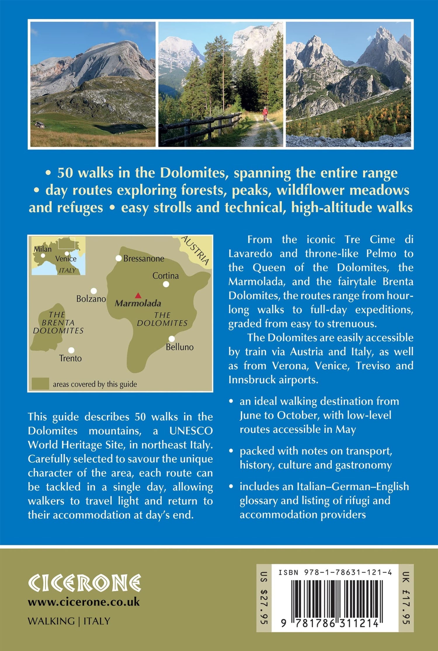 Guide de randonnées (en anglais) - Day Walks in the Dolomites | Cicerone guide de randonnée Cicerone 