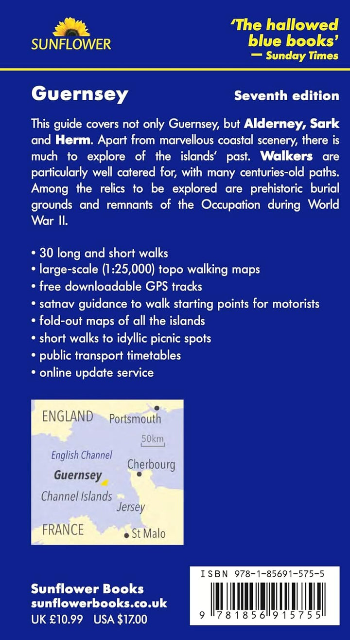 Guide de randonnées (en anglais) - Guernsey with Alderney, Sark & Hem 2026 | Sunflower guide de randonnée Sunflower 
