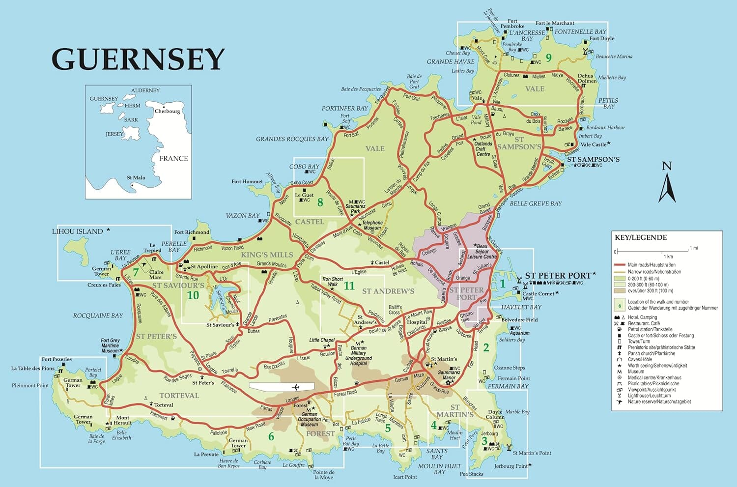 Guide de randonnées (en anglais) - Guernsey with Alderney, Sark & Hem 2026 | Sunflower guide de randonnée Sunflower 