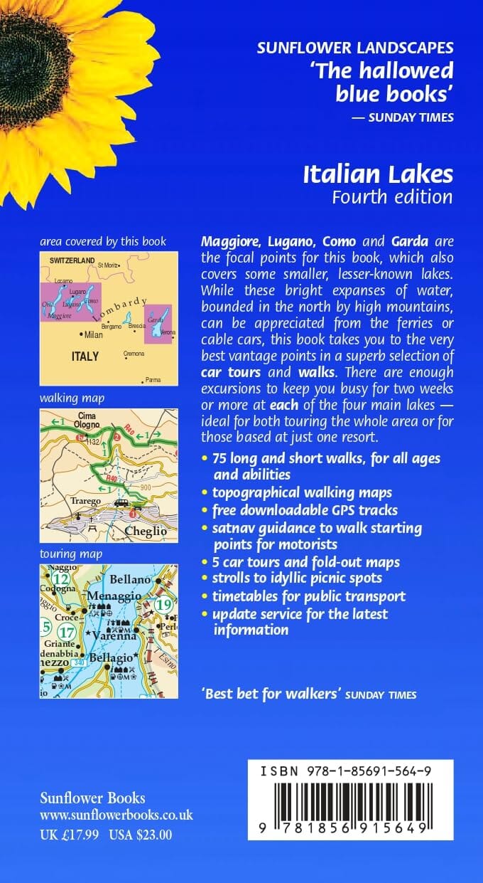 Guide de randonnées (en anglais) - Italian Lakes | Sunflower guide de randonnée Sunflower 