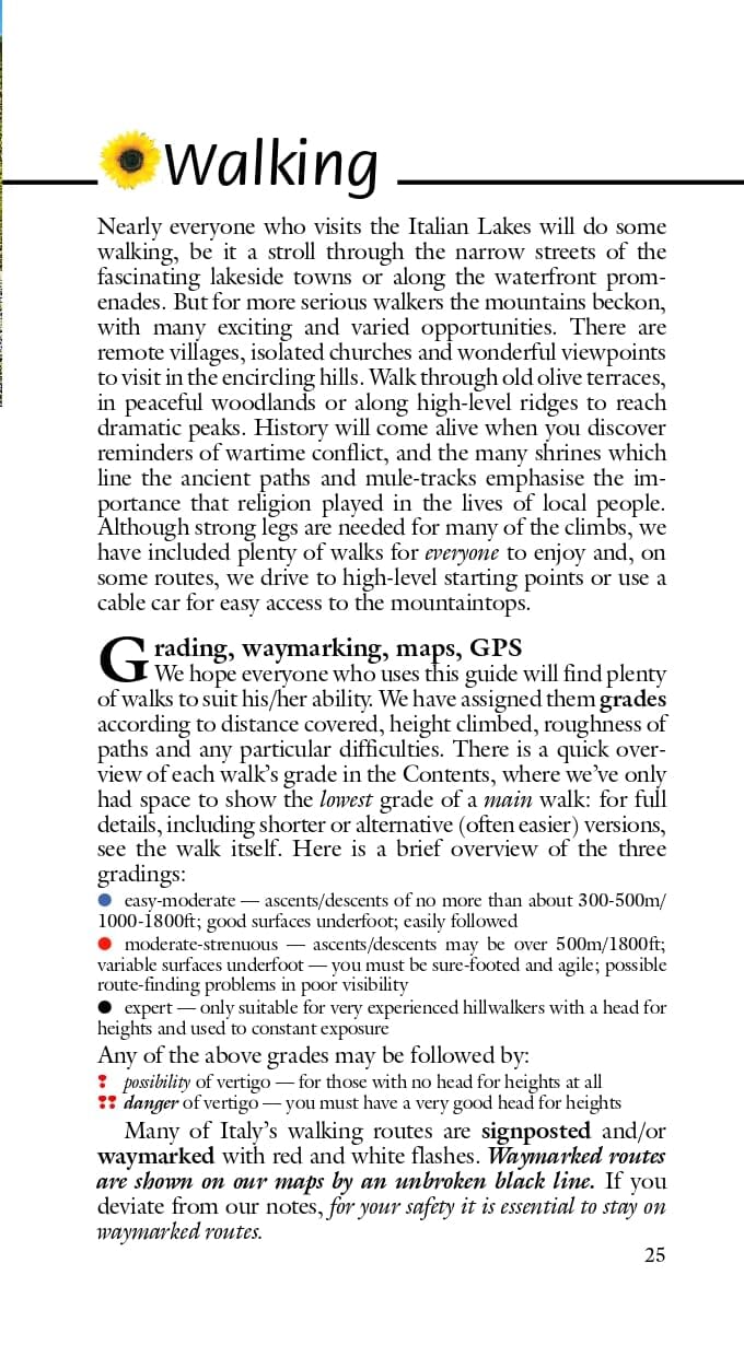 Guide de randonnées (en anglais) - Italian Lakes | Sunflower guide de randonnée Sunflower 