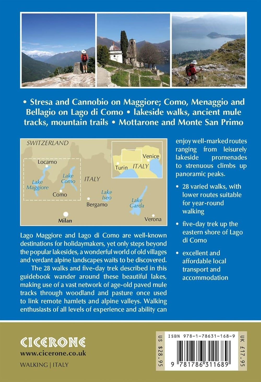 Guide de randonnées (en anglais) - Lacs de Côme & lac Majeur | Cicerone guide petit format Cicerone 