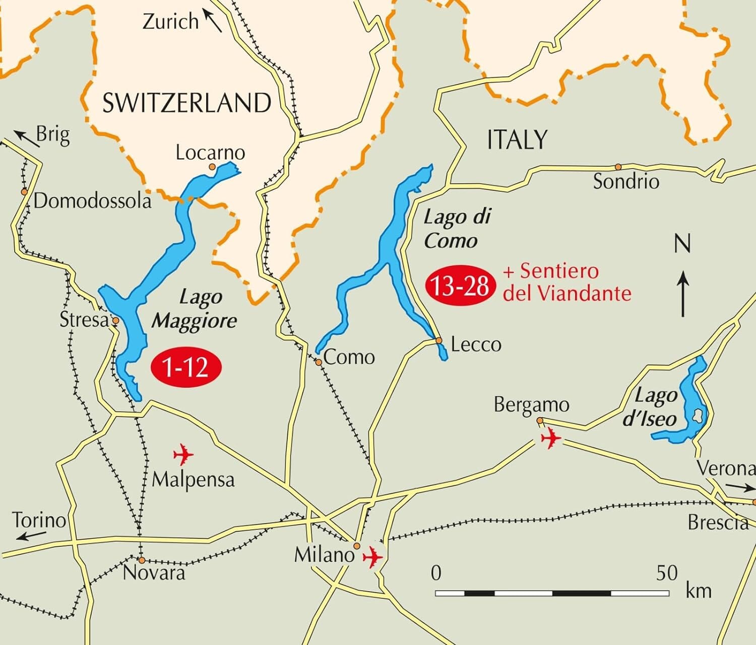 Guide de randonnées (en anglais) - Lacs de Côme & lac Majeur | Cicerone guide de randonnée Cicerone