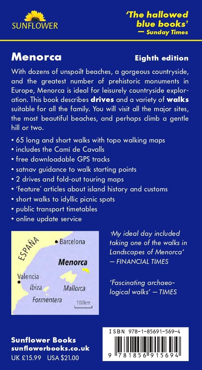 Guide de randonnées (en anglais) - Menorca | Sunflower guide de randonnée Sunflower 