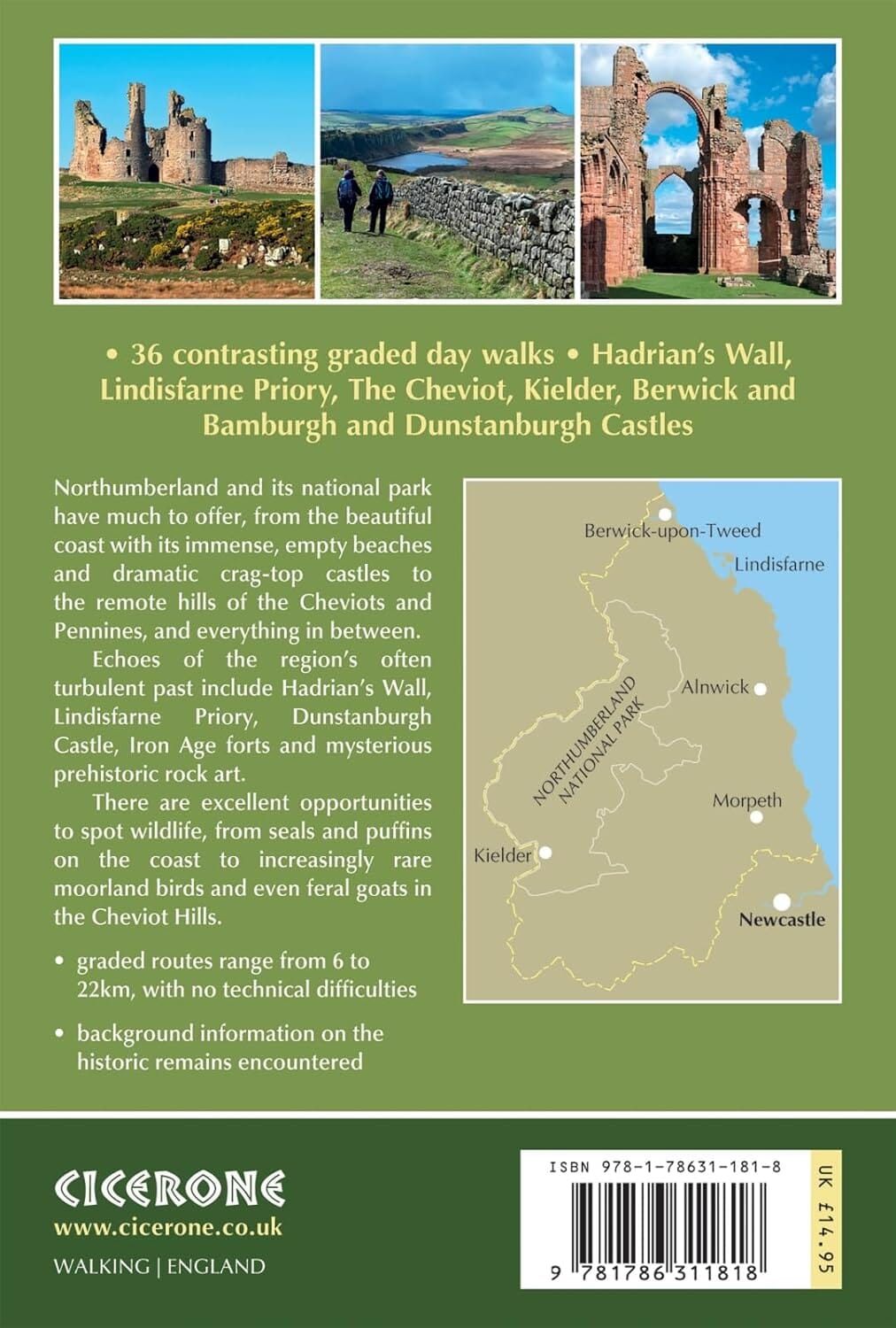 Guide de randonnées (en anglais) - Northumberland : 36 walks throughout the national park - Coast, Cheviots, Hadrian's Wall and Pennines | Cicerone guide de randonnée Cicerone 